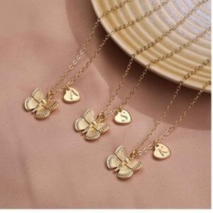 Initial Butterfly Necklace 14K Gold Filled